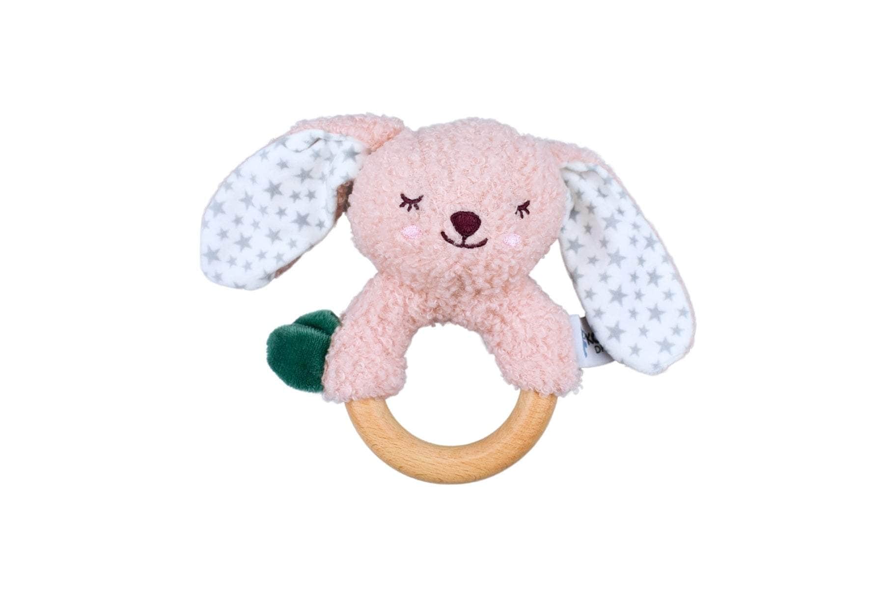 Snuggle buddy berry bunny wooden ring rattle