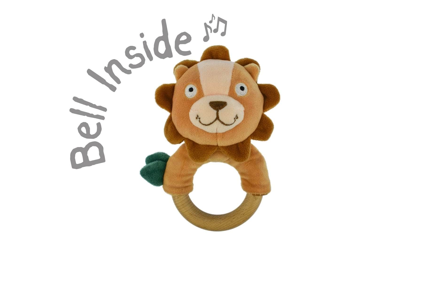 Snuggle buddy hugsworth lion wooden ring rattle