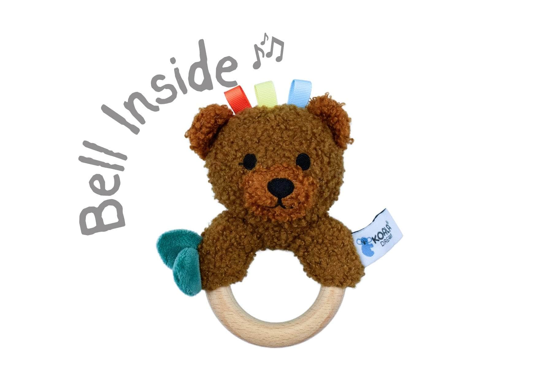 Snuggle buddy maple bear wooden ring rattle