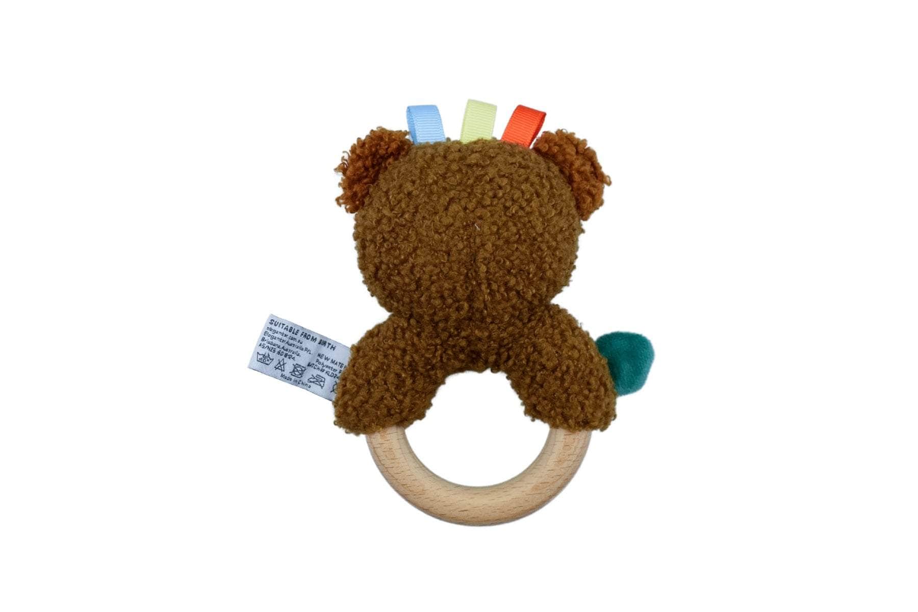 Snuggle buddy maple bear wooden ring rattle