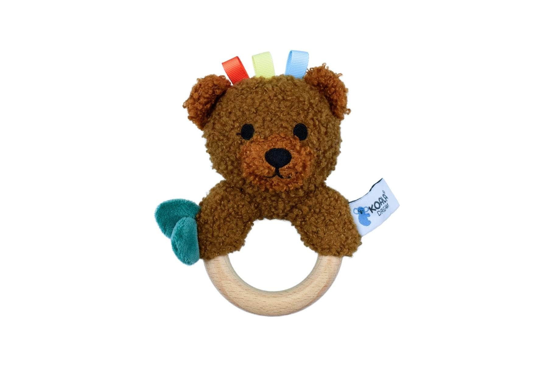 Snuggle buddy maple bear wooden ring rattle