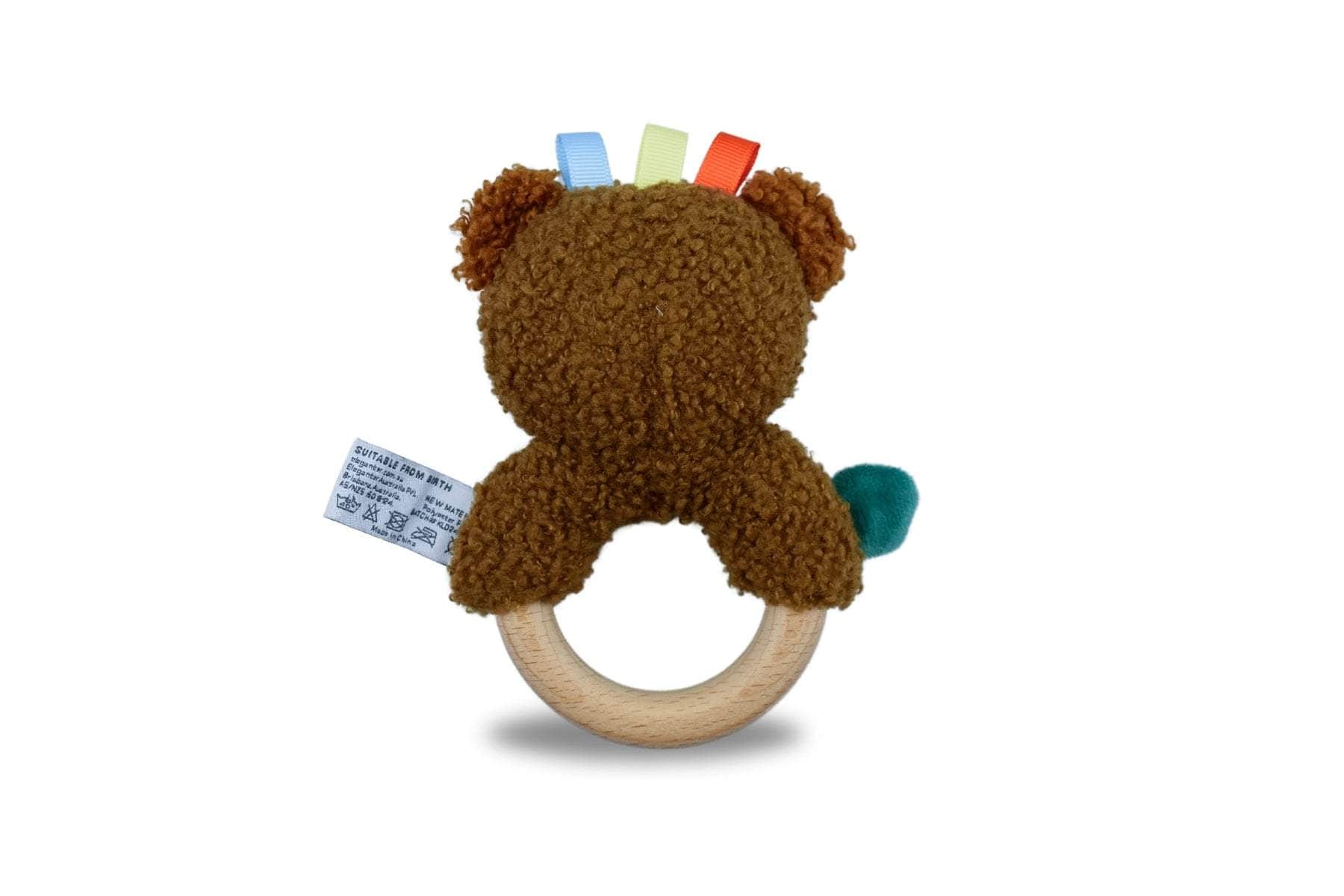 Snuggle buddy maple bear wooden ring rattle