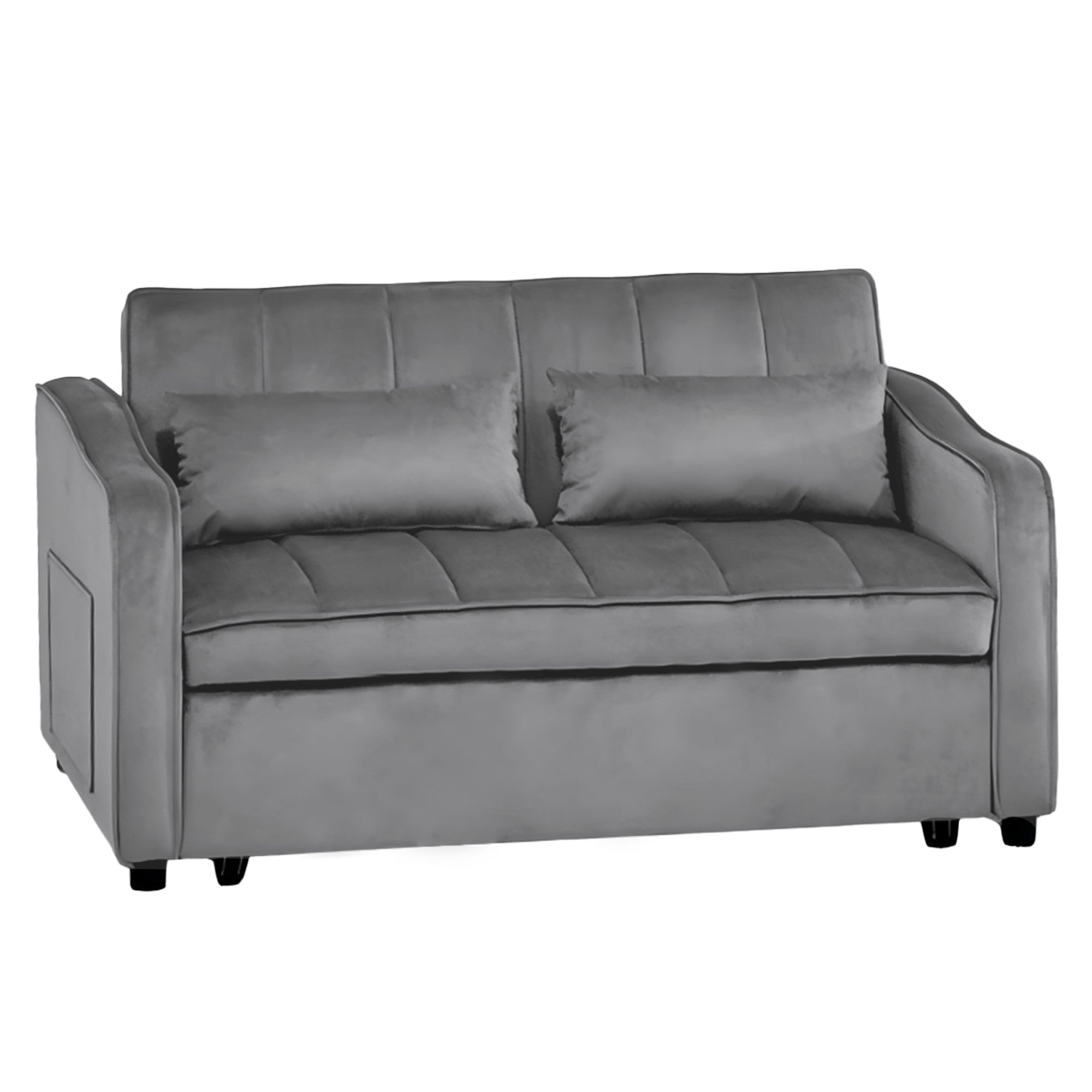 Light Black/Dark/Light grey Velvet 2-Seater Sofa Bed with Comfortable Sleeping