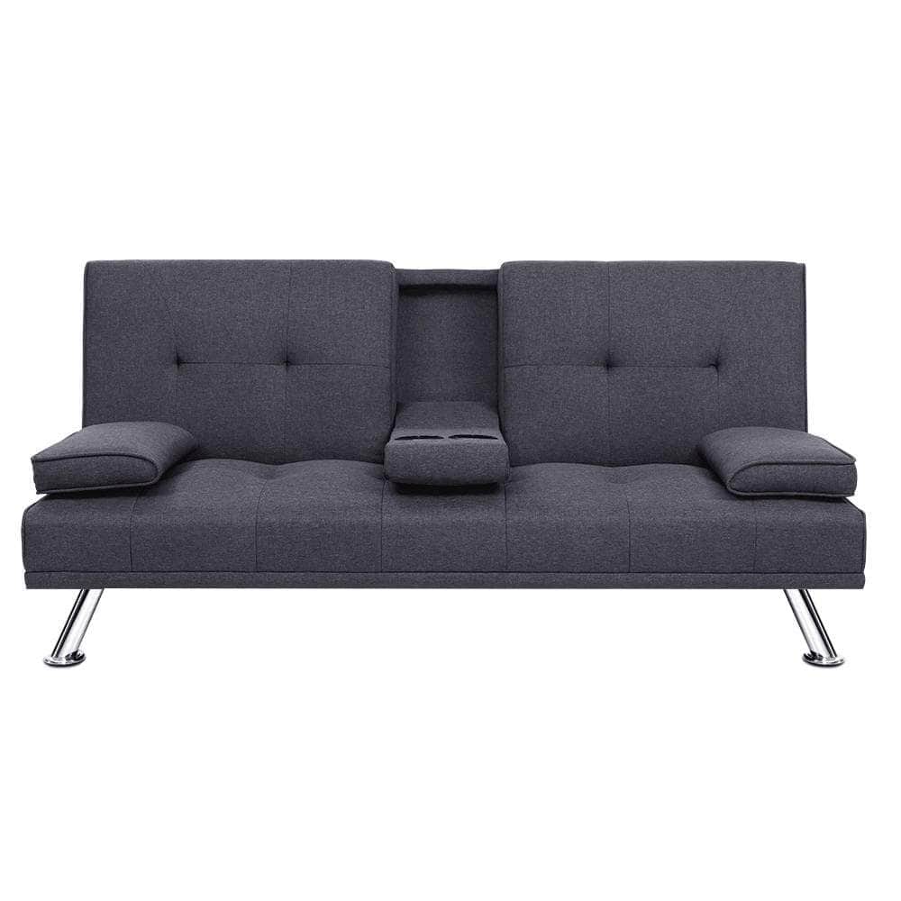 Sofa Bed 175Cm Dark Grey Fabric