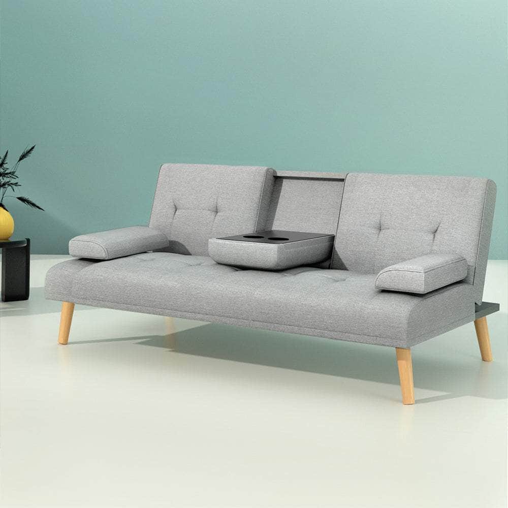Sofa Bed 188CM Grey Linen