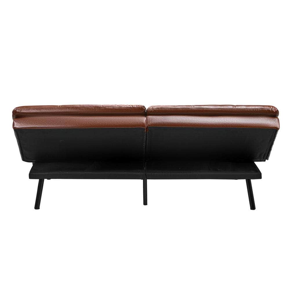 Sofa Bed 3-Seater Convertible Leather Brown