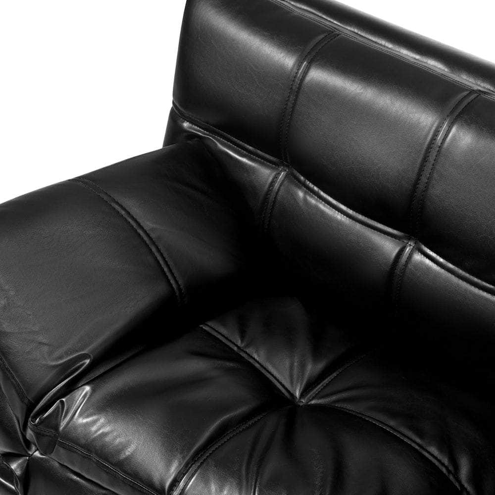 Sofa Bed Futon Lounge Couch Convertible Leather 3-Seater Black