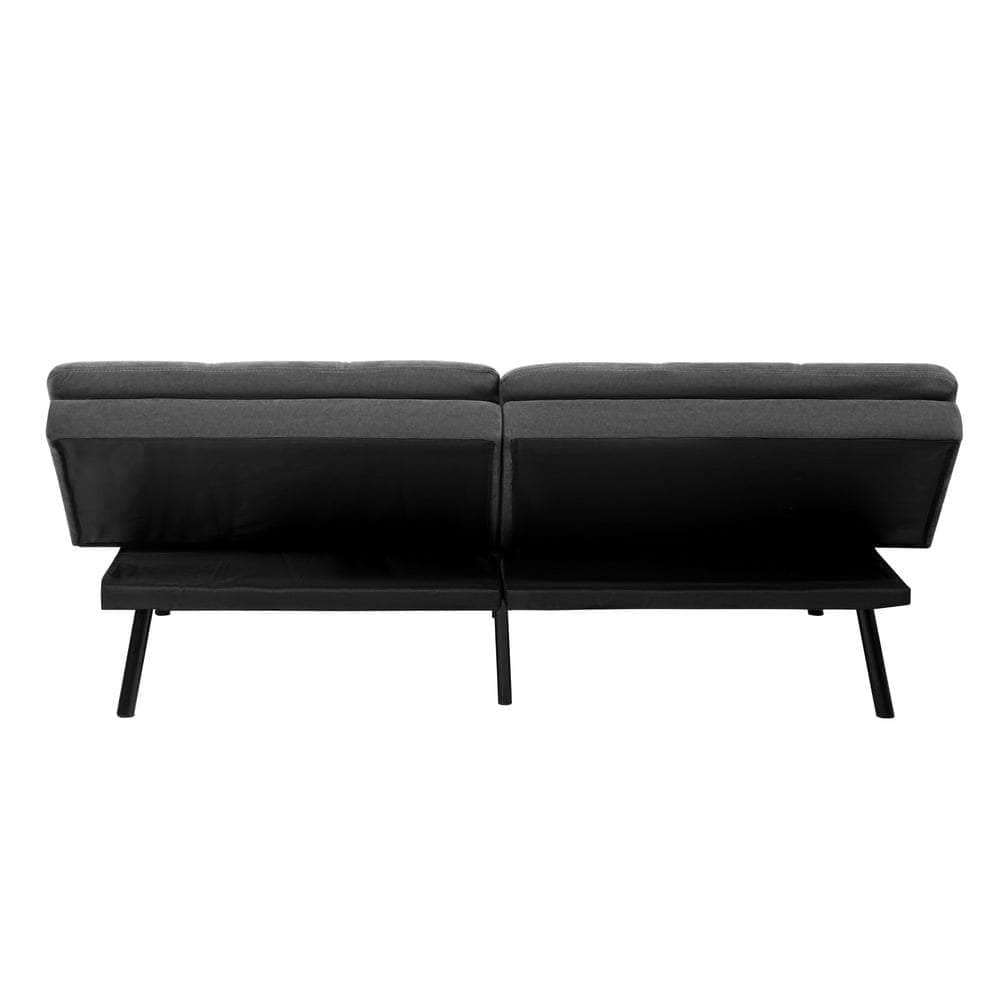 Sofa Bed Futon Lounge Couch Convertible Polyester 3-Seater Grey
