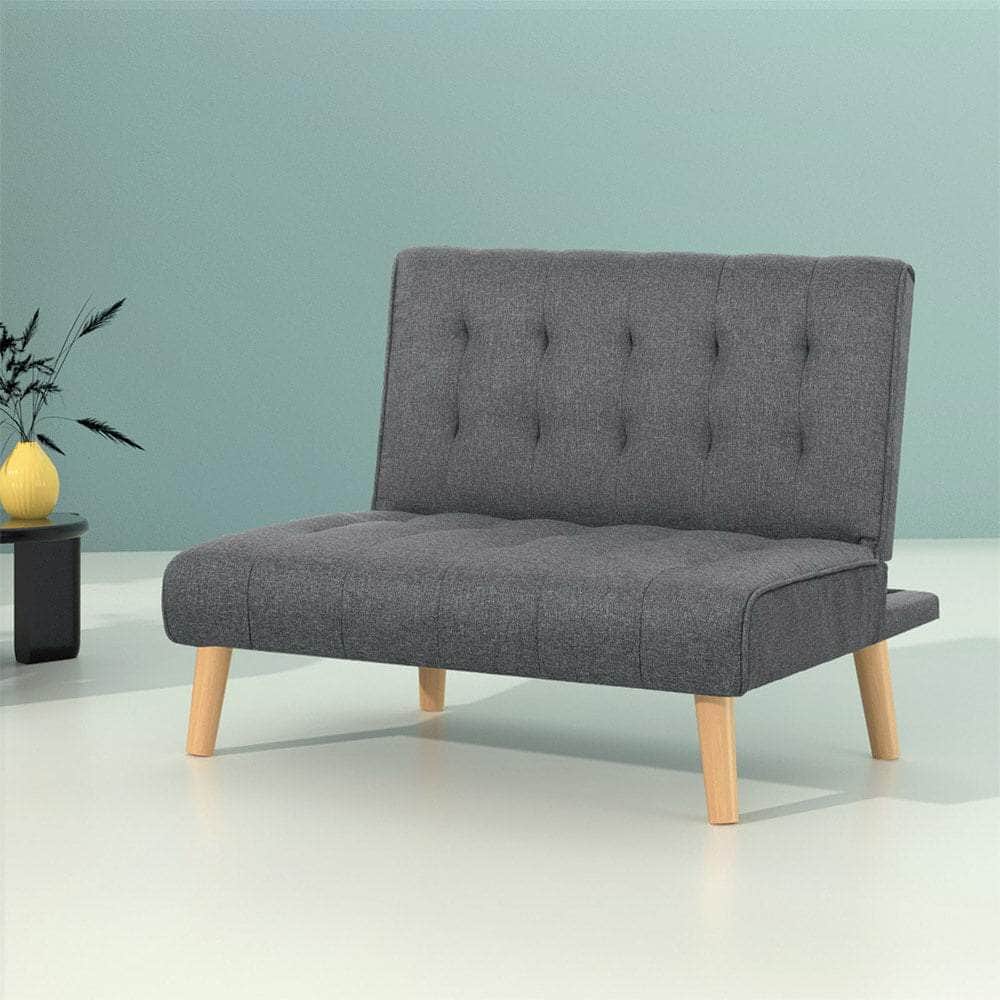 Sofa Bed Lounge Chair Couch 1 Seater Recliner Futon Bed Set Linen Grey