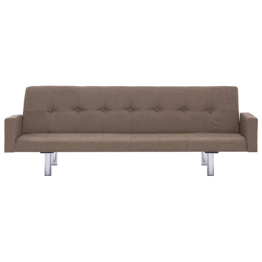 Sofa Bed with Armrest Brown Polyester
