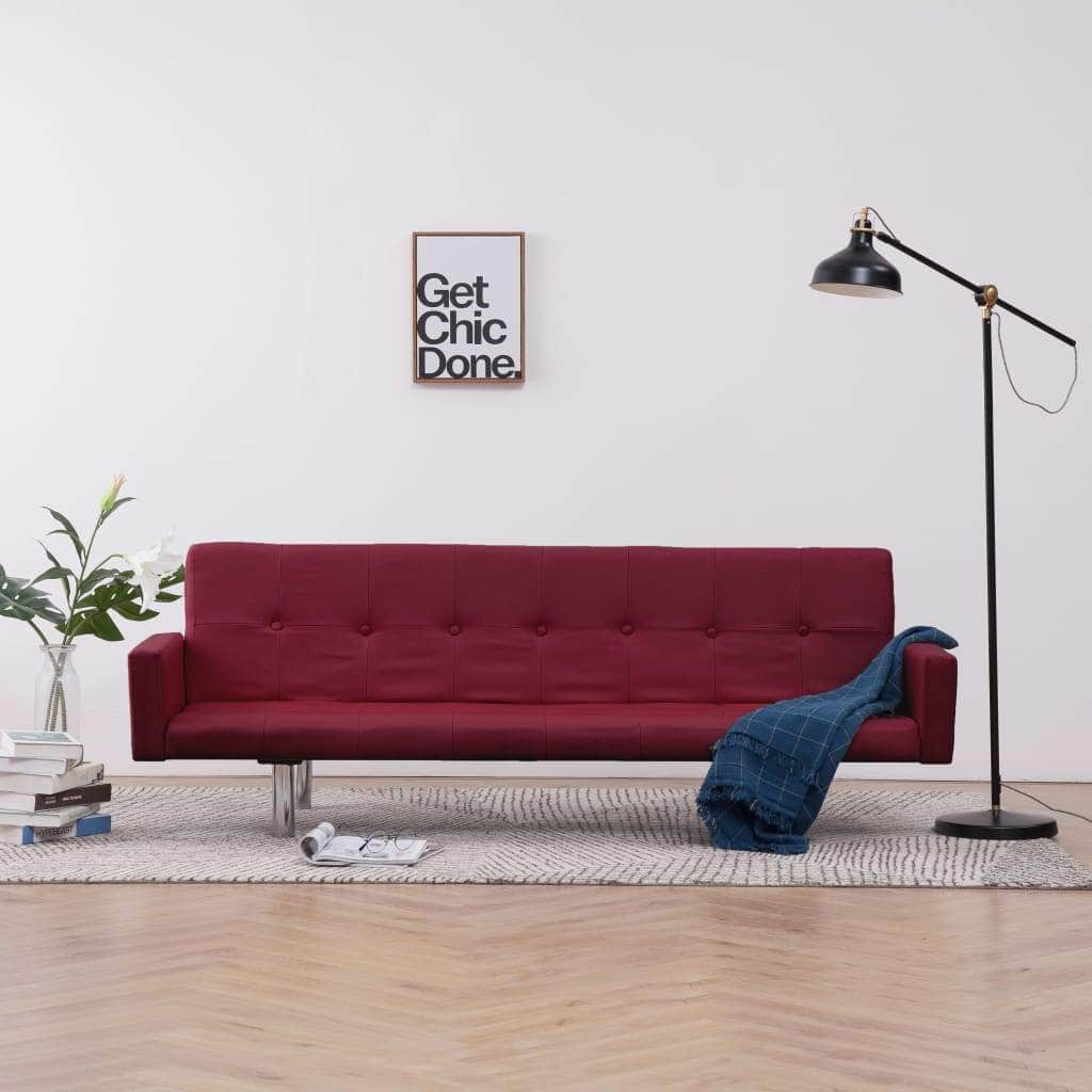 Sofa Bed with Armrest Wine Red Polyester - Simple deals