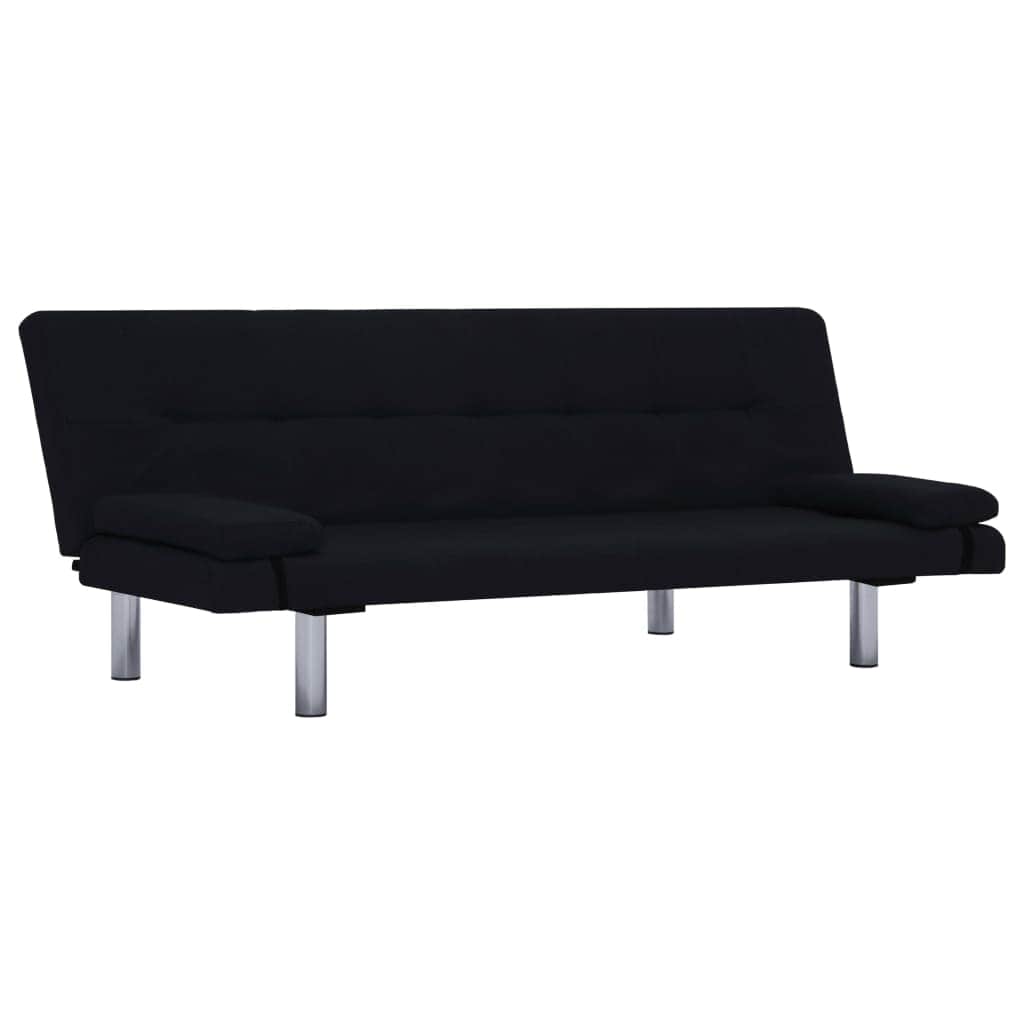 Sofa Bed with Two Pillows Black Polyester - Simple deals