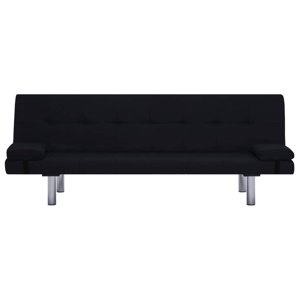 Sofa Bed with Two Pillows Black Polyester - Simple deals