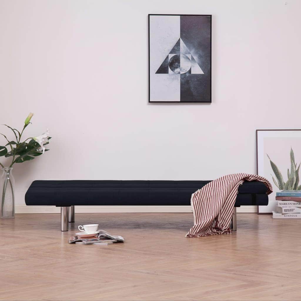 Sofa Bed with Two Pillows Black Polyester - Simple deals