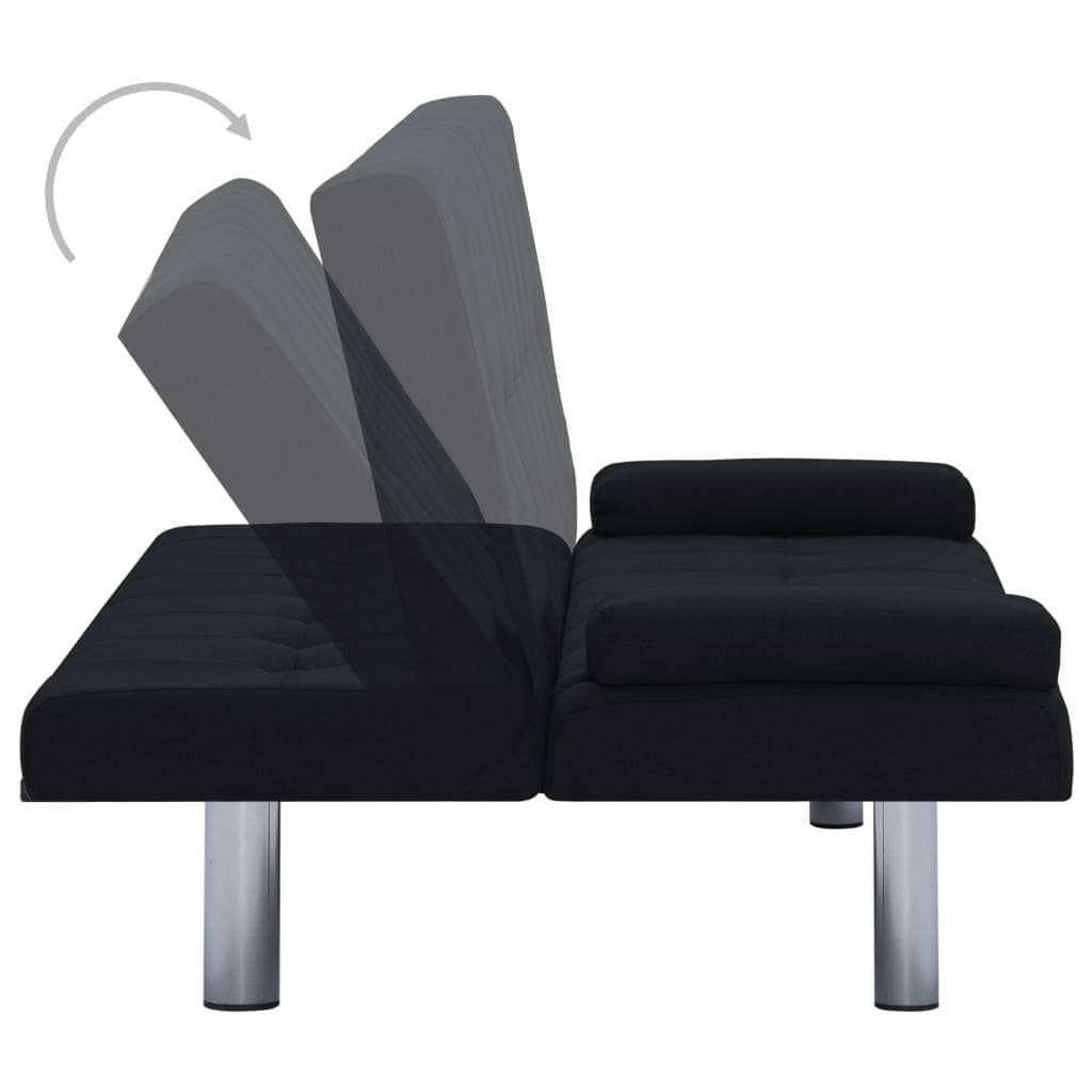 Sofa Bed with Two Pillows Black Polyester - Simple deals
