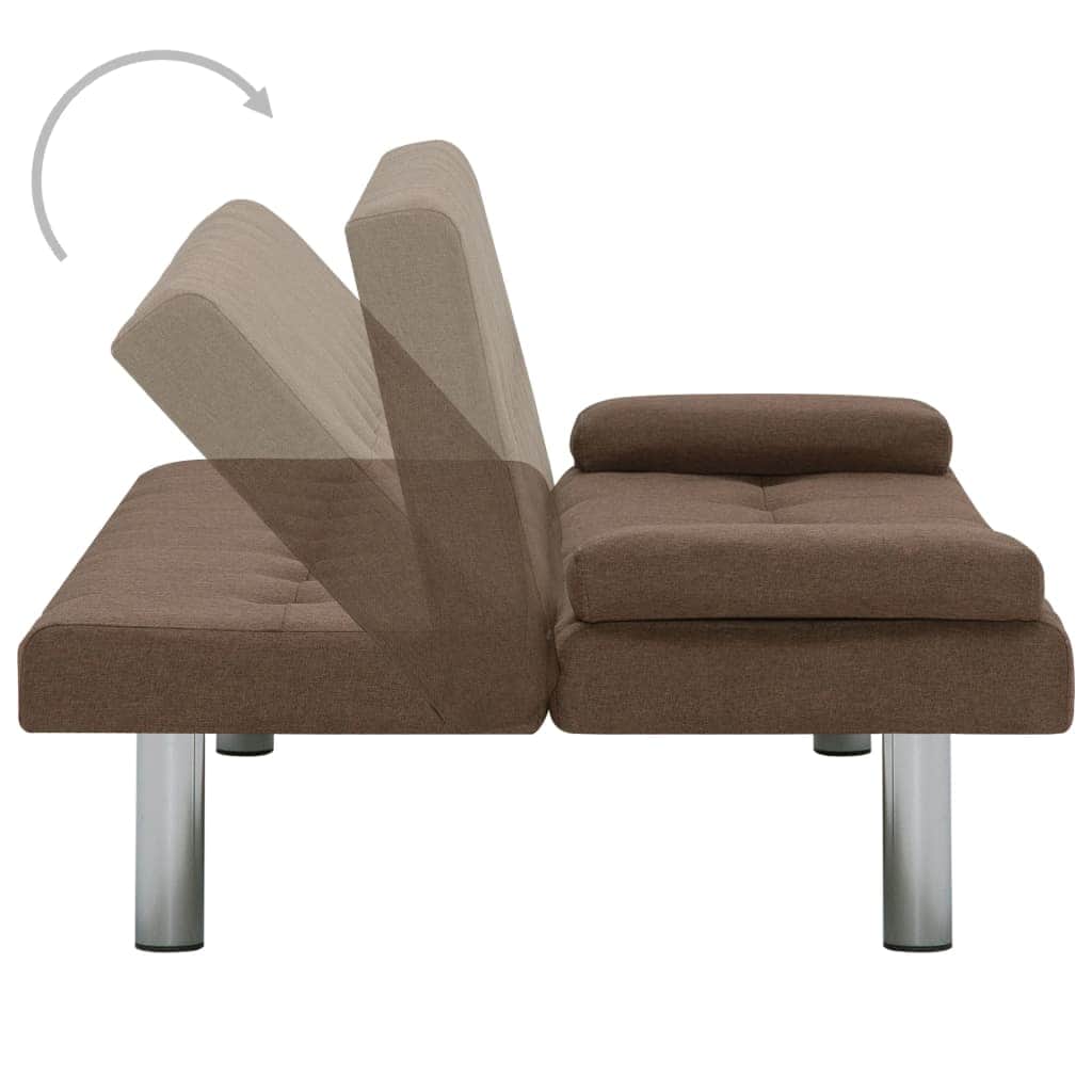 Sofa Bed with Two Pillows Brown Polyester - Simple deals