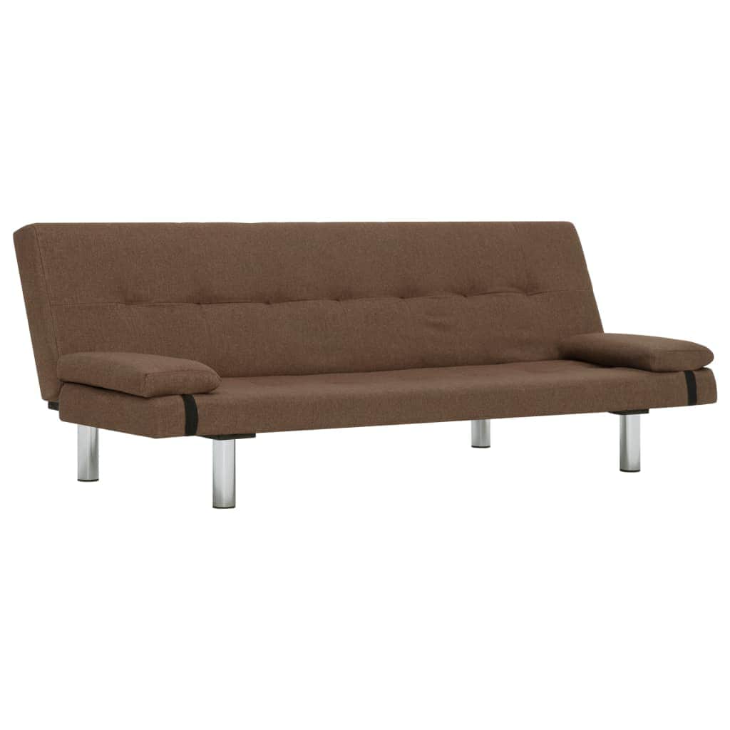 Sofa Bed with Two Pillows Brown Polyester - Simple deals