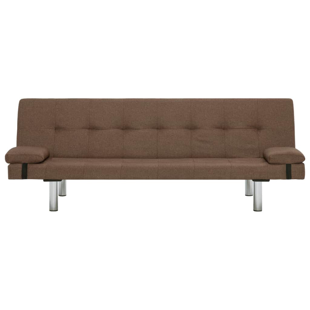 Sofa Bed with Two Pillows Brown Polyester - Simple deals