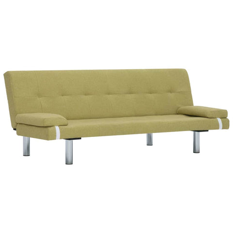 Sofa Bed with Two Pillows Green Polyester