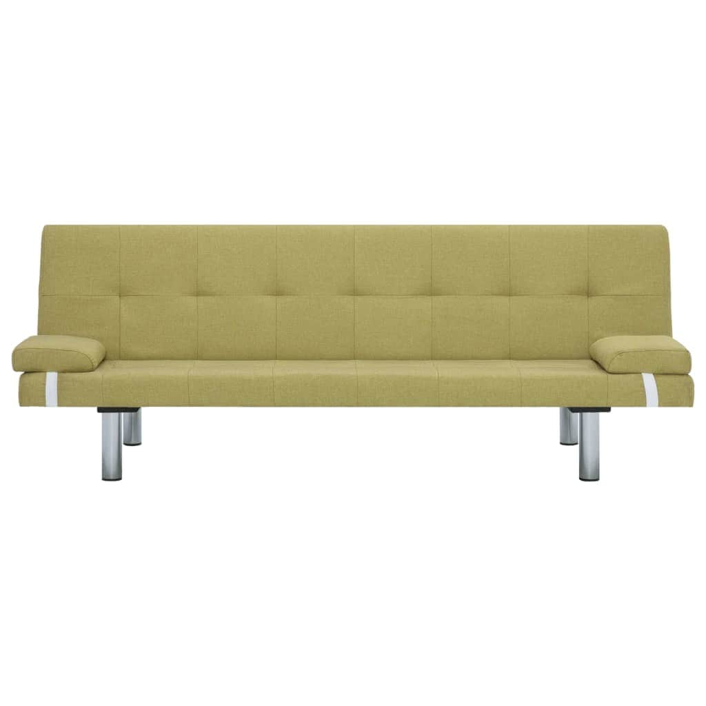 Sofa Bed with Two Pillows Green Polyester