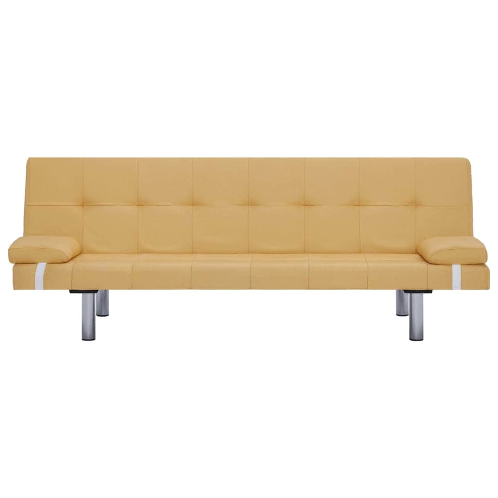 Sofa Bed with Two Pillows Yellow Polyester - Simple deals