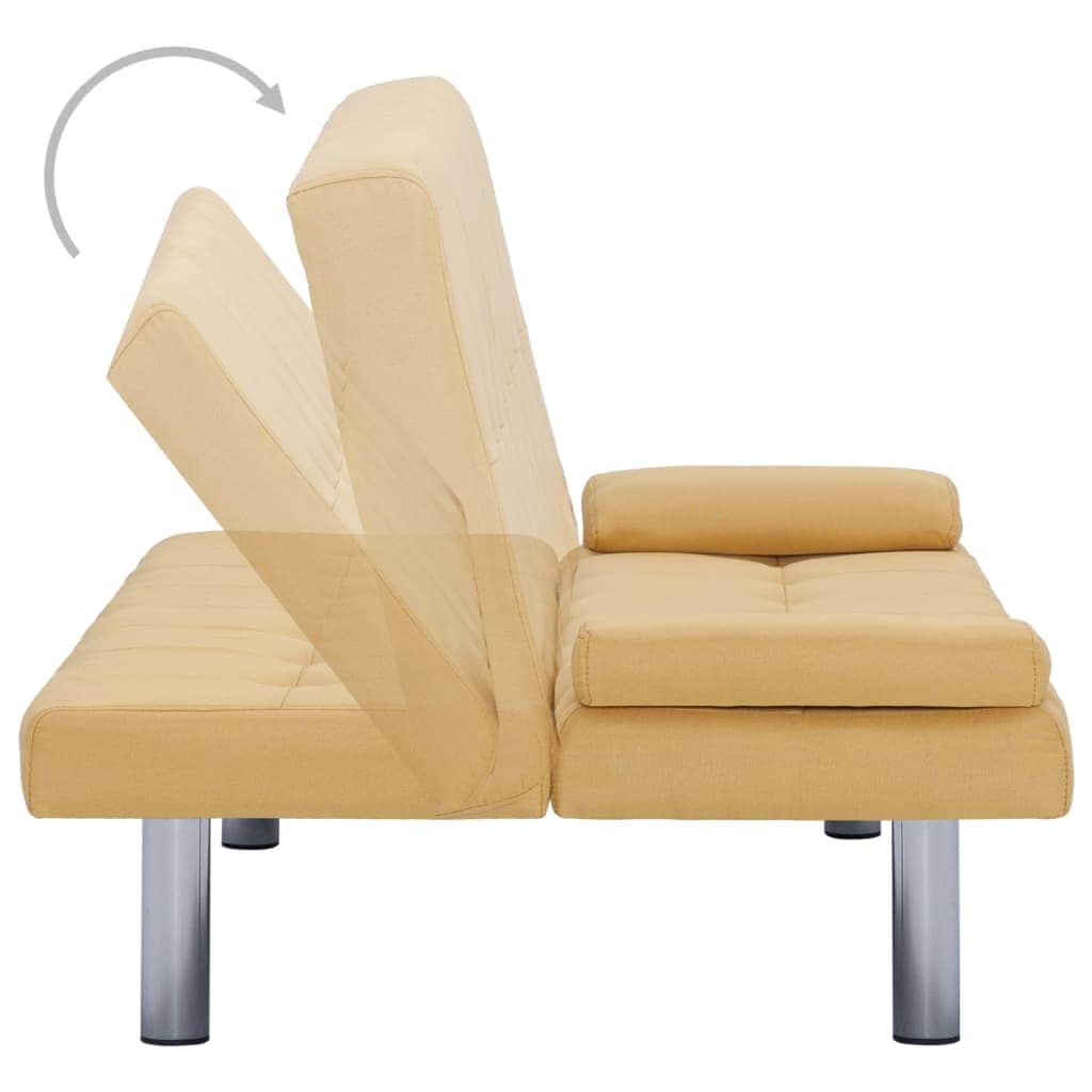 Sofa Bed with Two Pillows Yellow Polyester - Simple deals