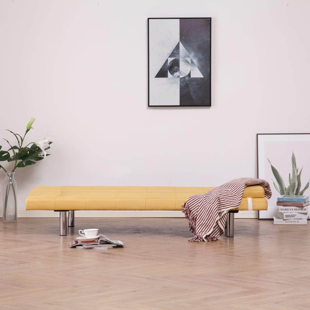Sofa Bed with Two Pillows Yellow Polyester - Simple deals