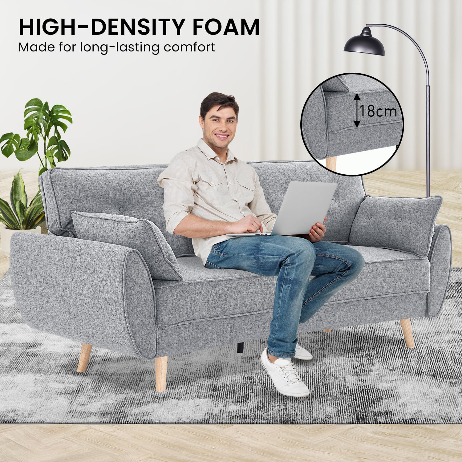 Fabric Sofa Bed Grey