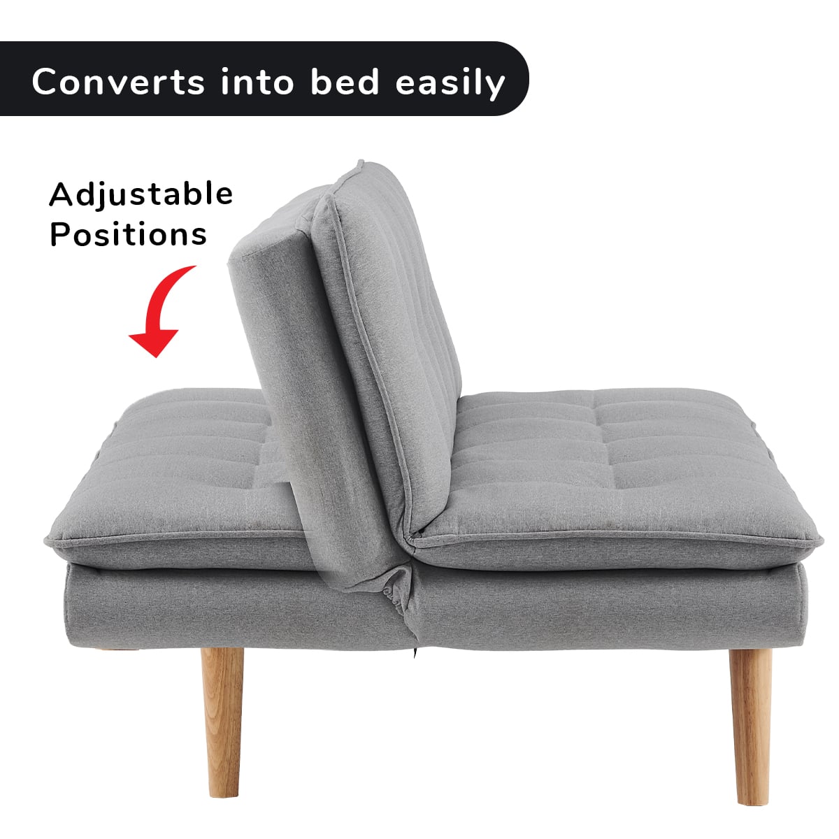 Grey 3 Seater Sofa Bed 180x80x70cm