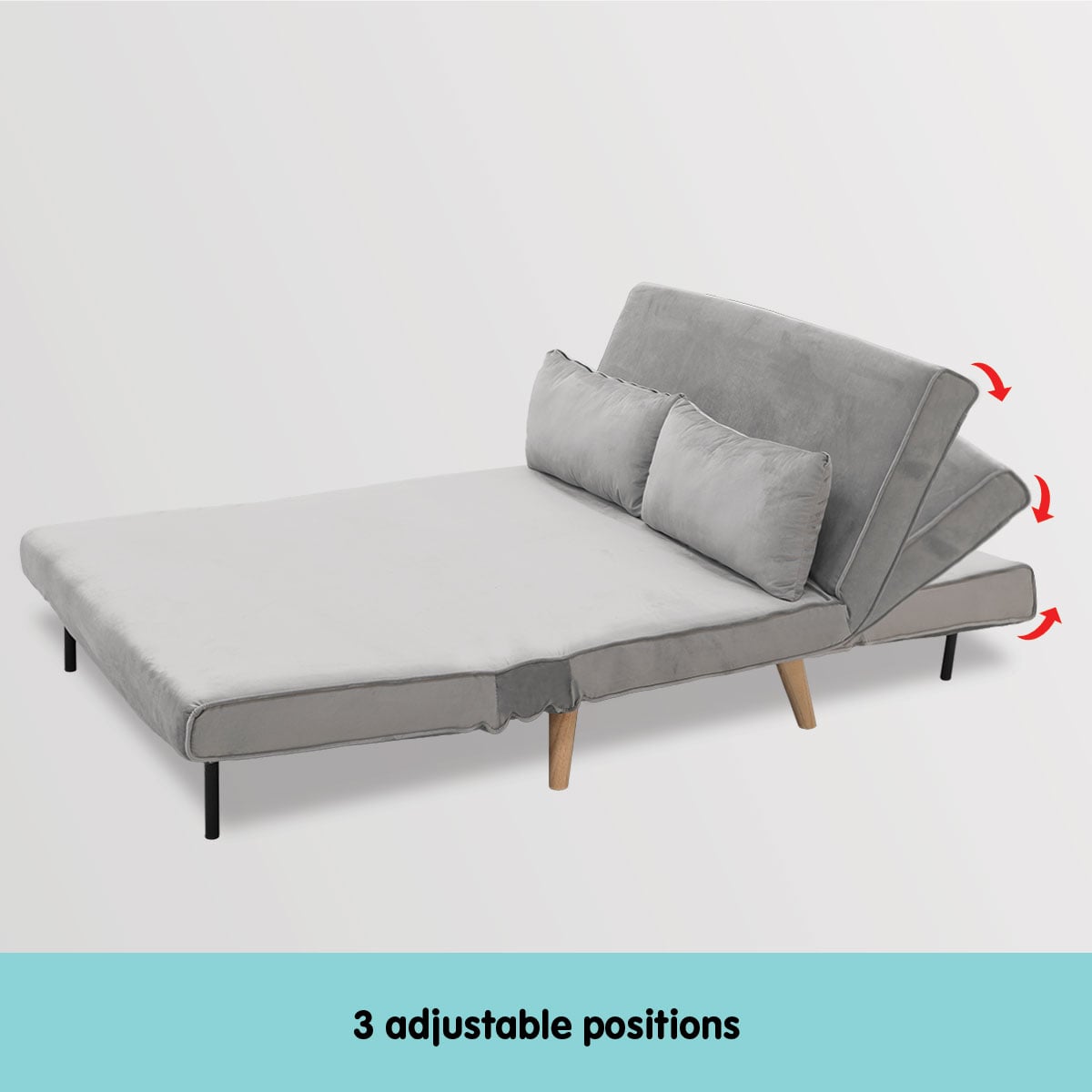 Grey Velvet Sofa Bed Lounge 121x80x75cm