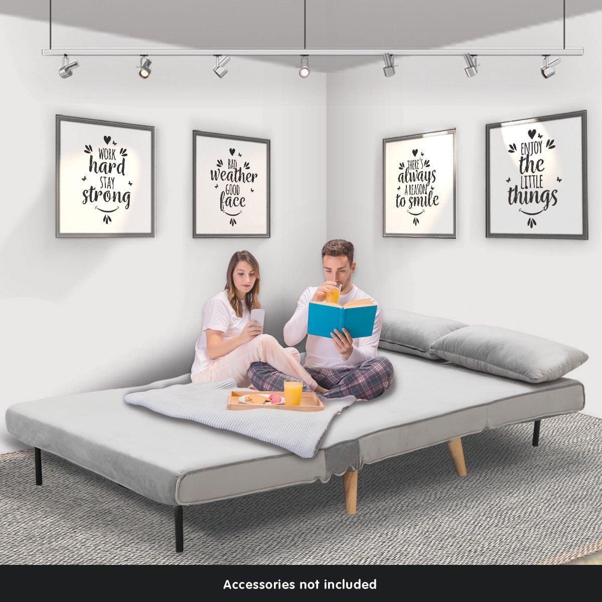 Grey Velvet Sofa Bed Lounge 121x80x75cm