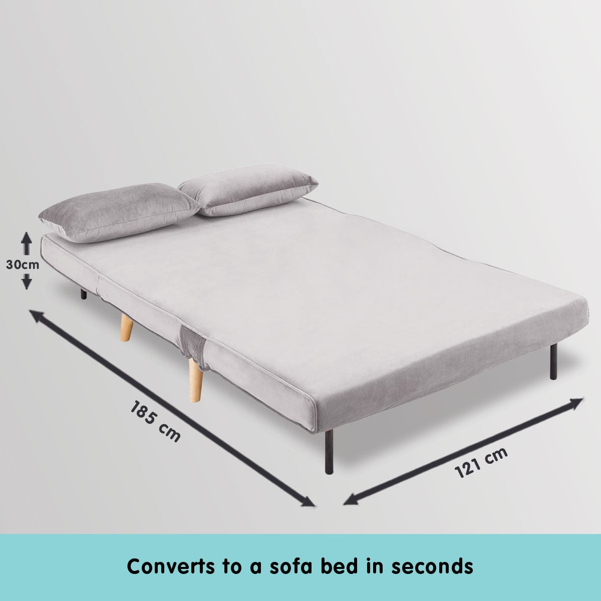 Grey Velvet Sofa Bed Lounge 121x80x75cm