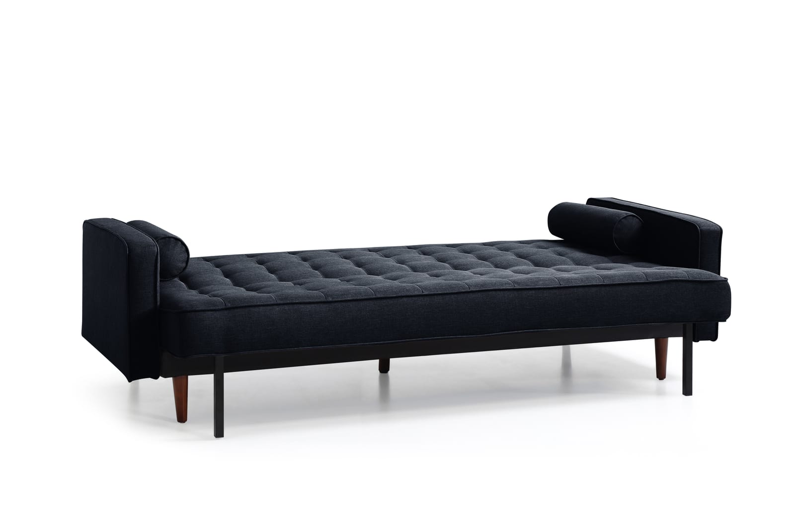 Black Velvet 3-Seater Button-Tufted Sofa Bed, Velvet finish