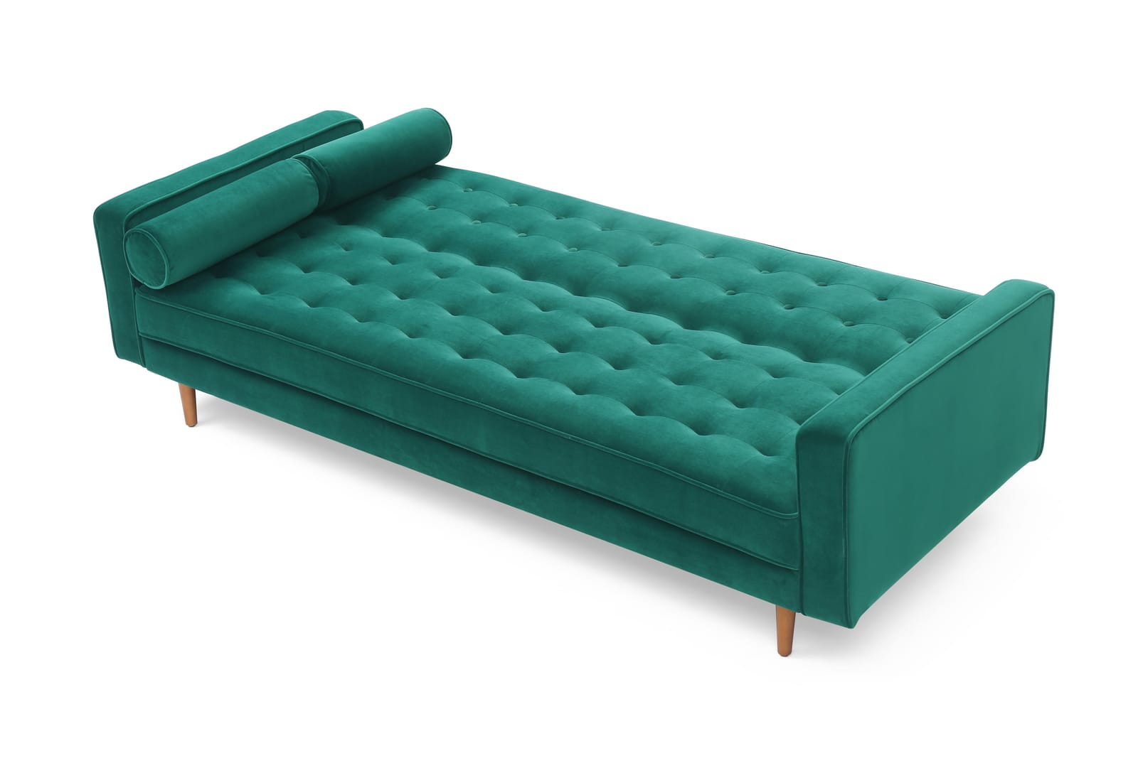 Velvet finish - Green Velvet 3-Seater Button-Tufted Sofa Bed
