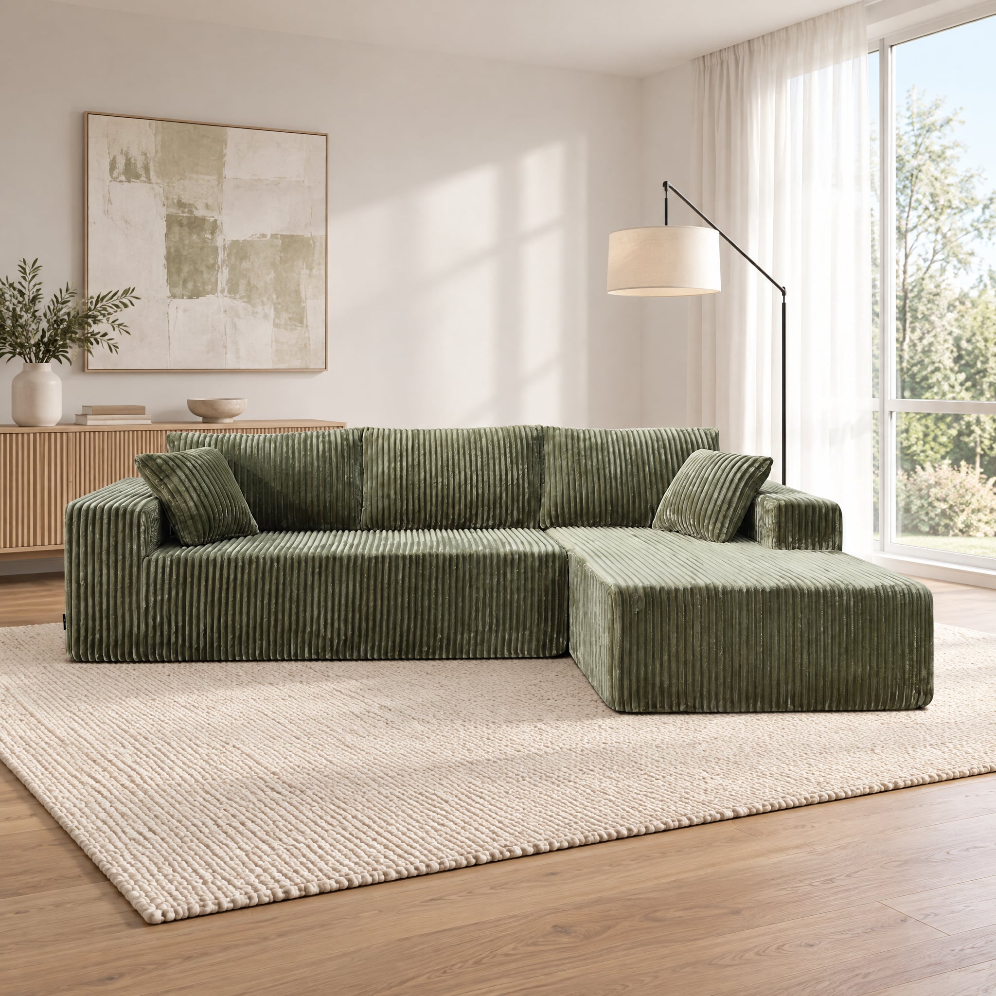 Corner Sofa Green Chaise 1x3cm