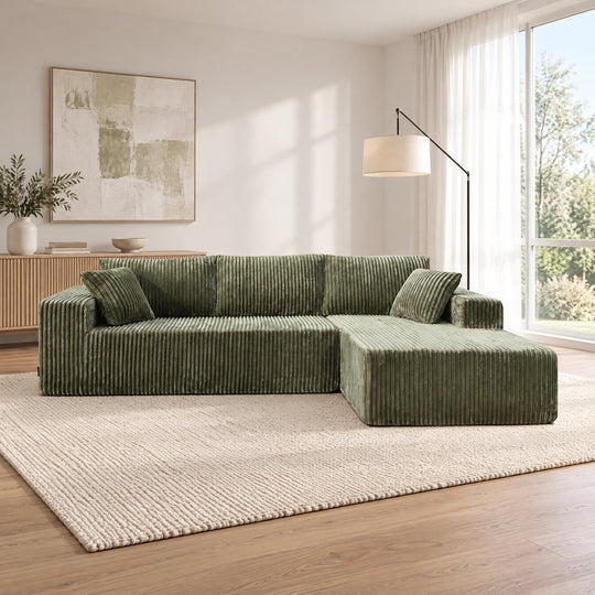 Corner Sofa Green Chaise 1x3cm