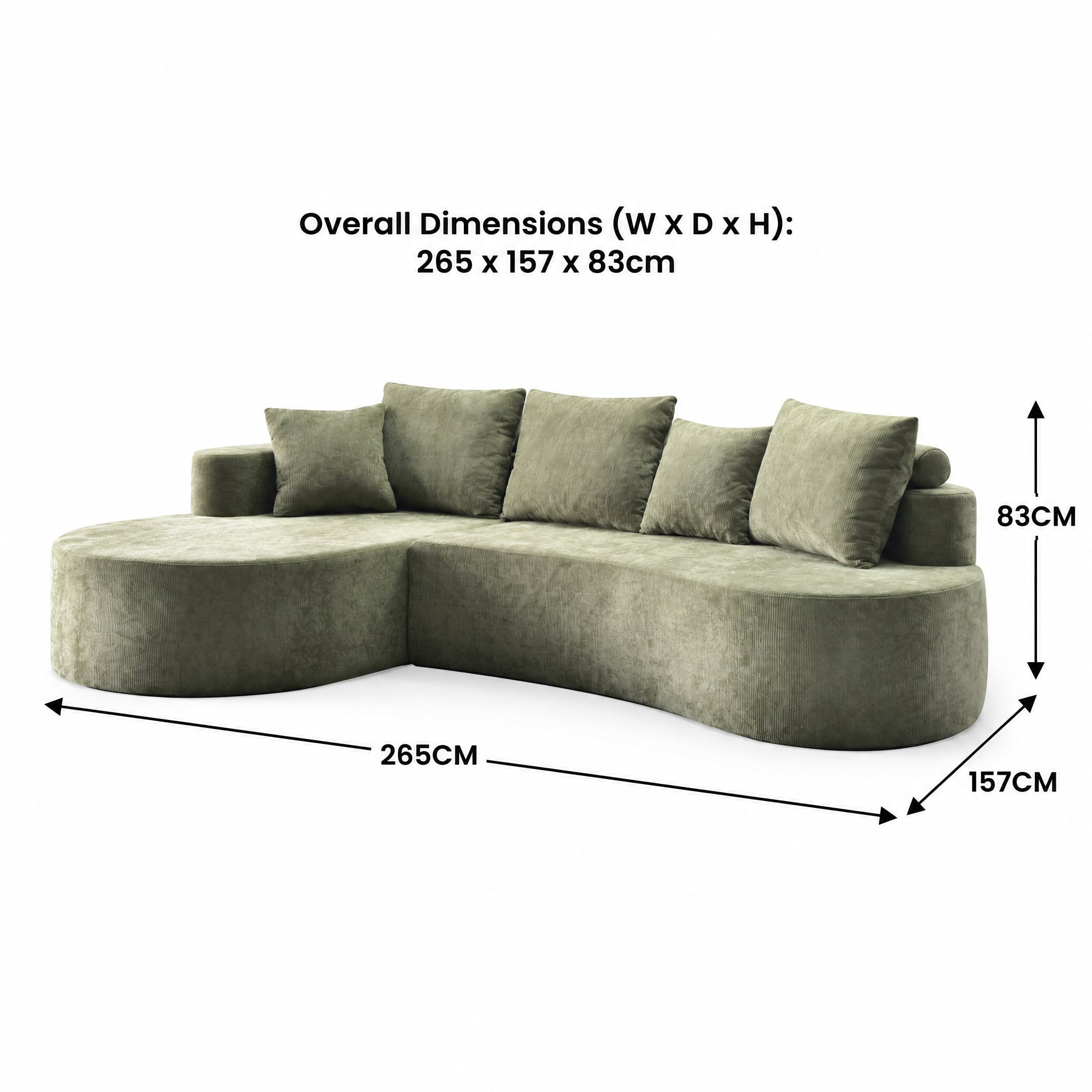 Curved Cloud Sofa Green 1x3cm