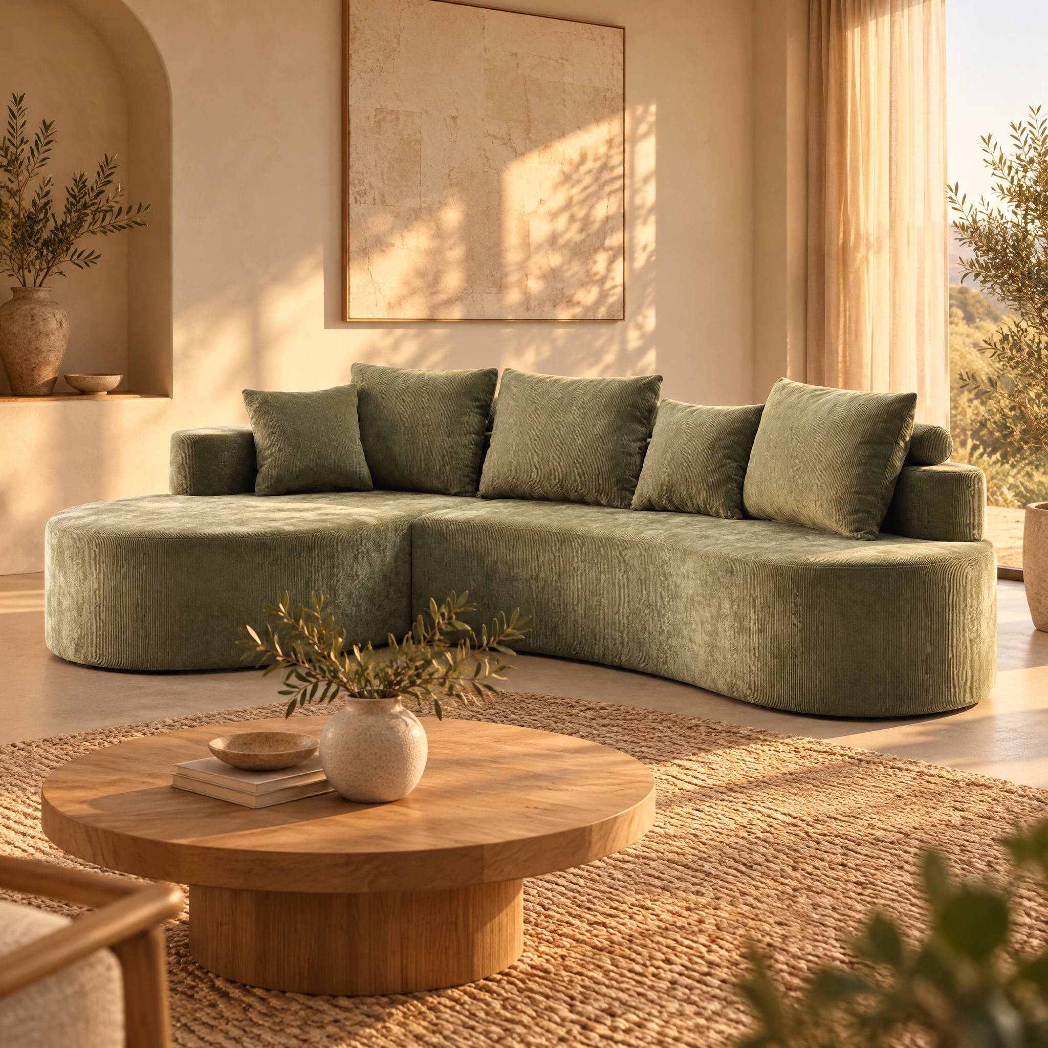 Curved Cloud Sofa Green 1x3cm