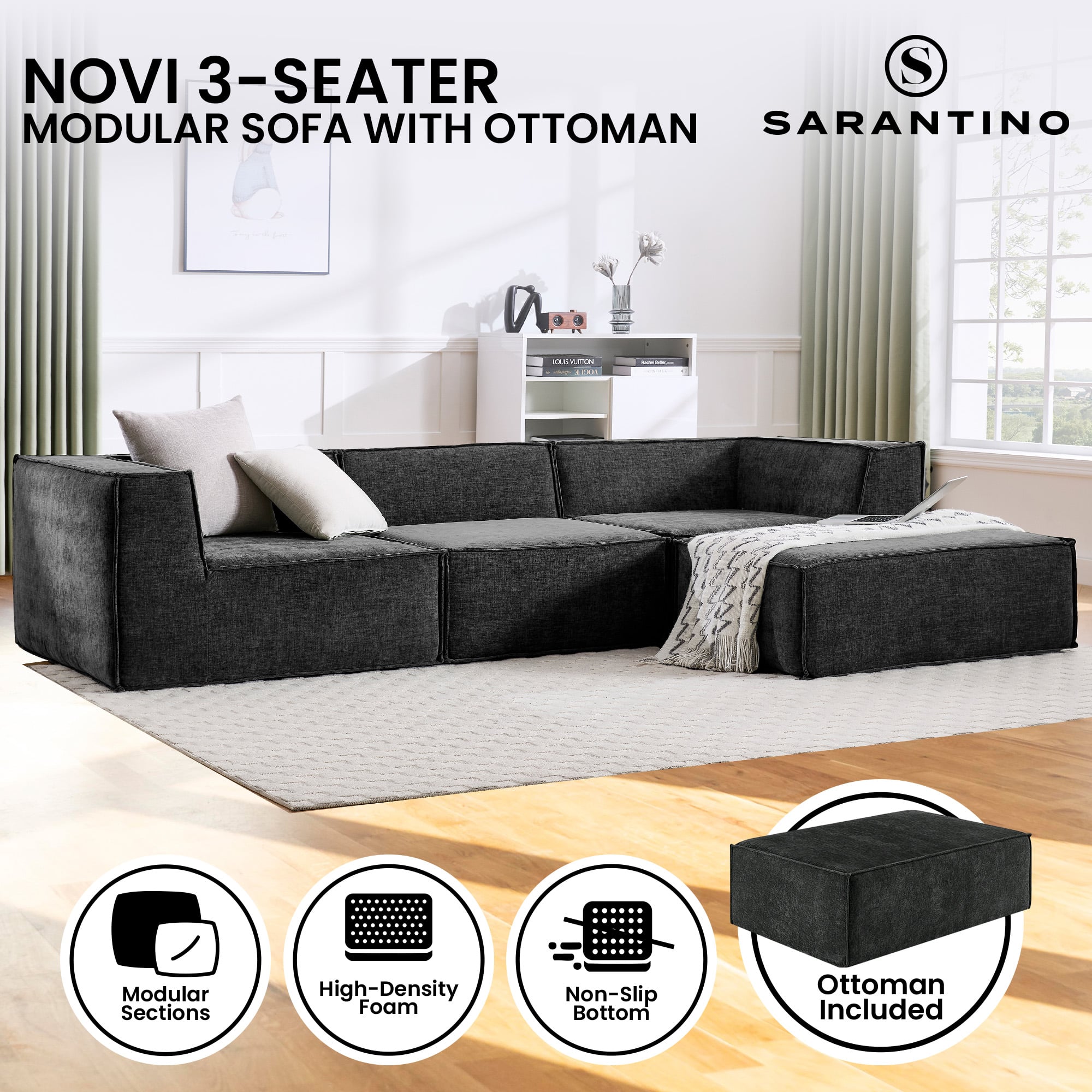 Modular Sofa Ottoman Charcoal 270x169x63cm