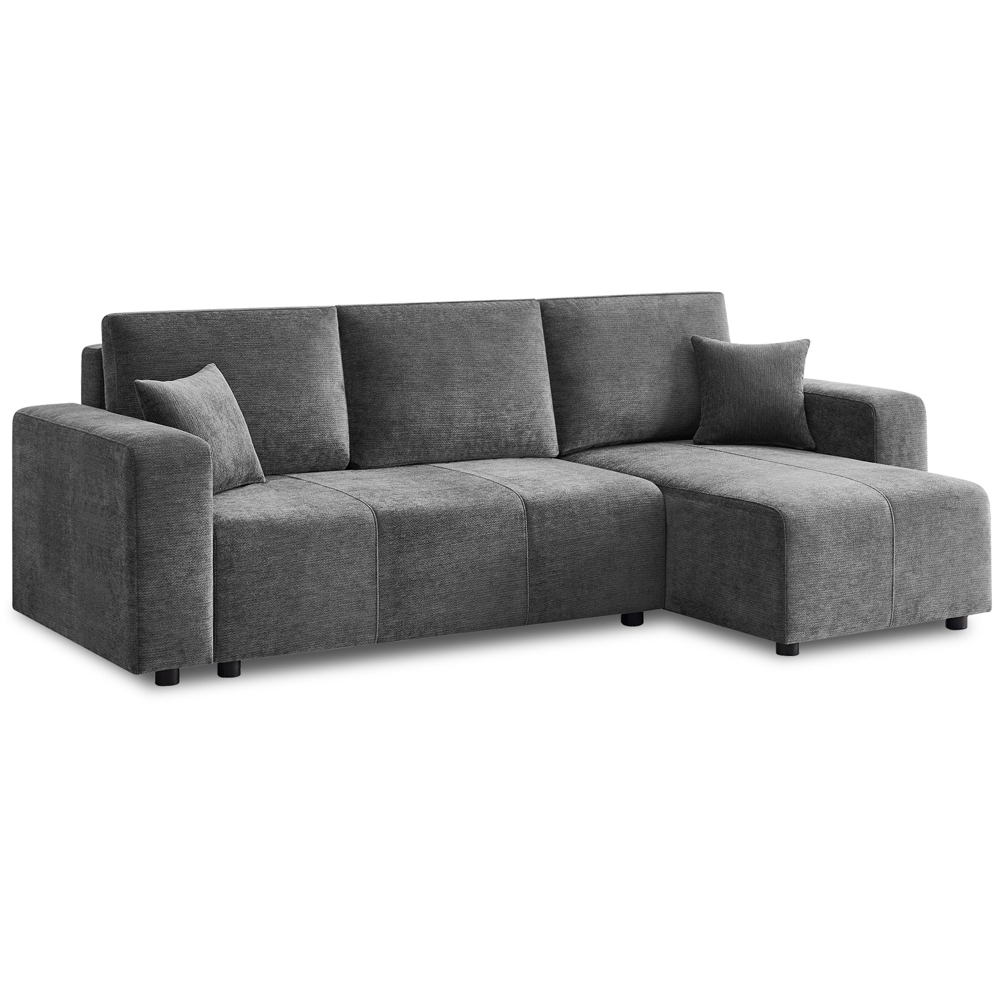 Grey L Shape Sofa Bed Storage 242x142cm