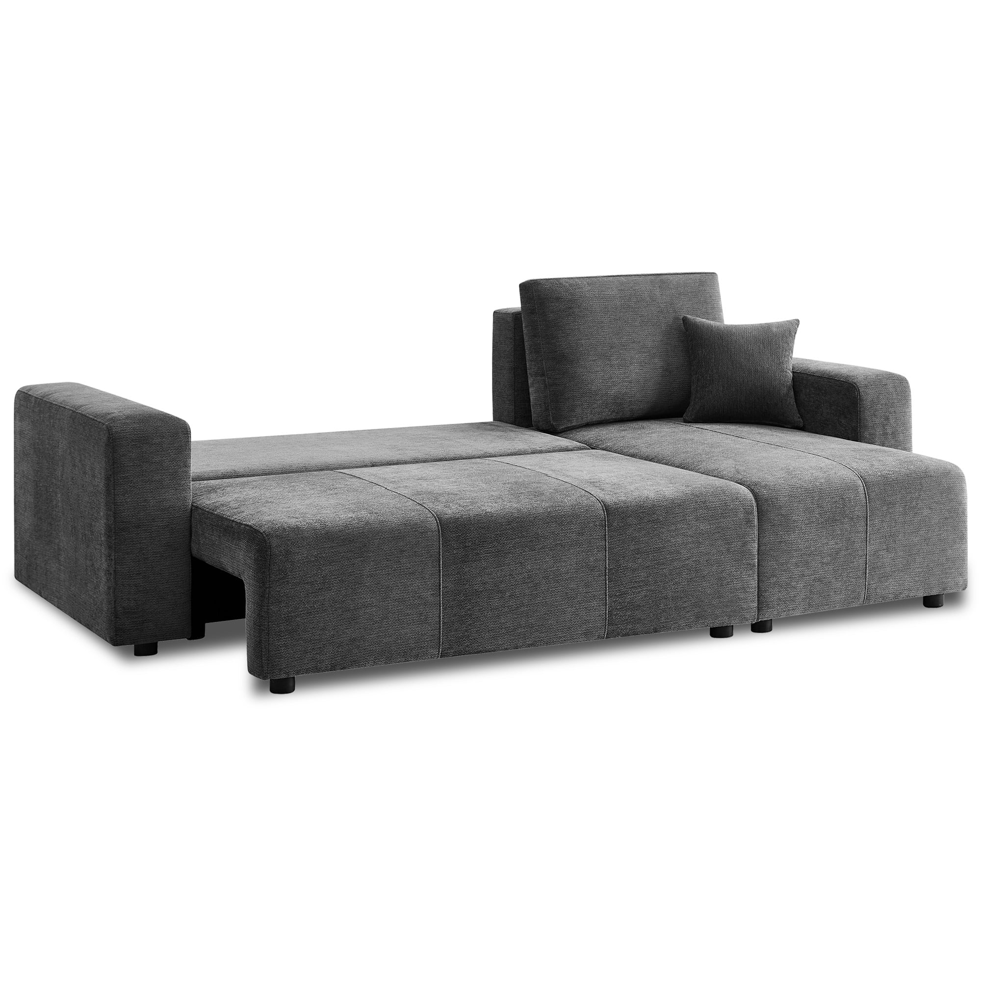 Grey L Shape Sofa Bed Storage 242x142cm