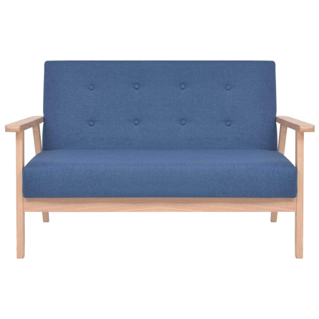Sofa Set 2 Pieces Fabric Blue