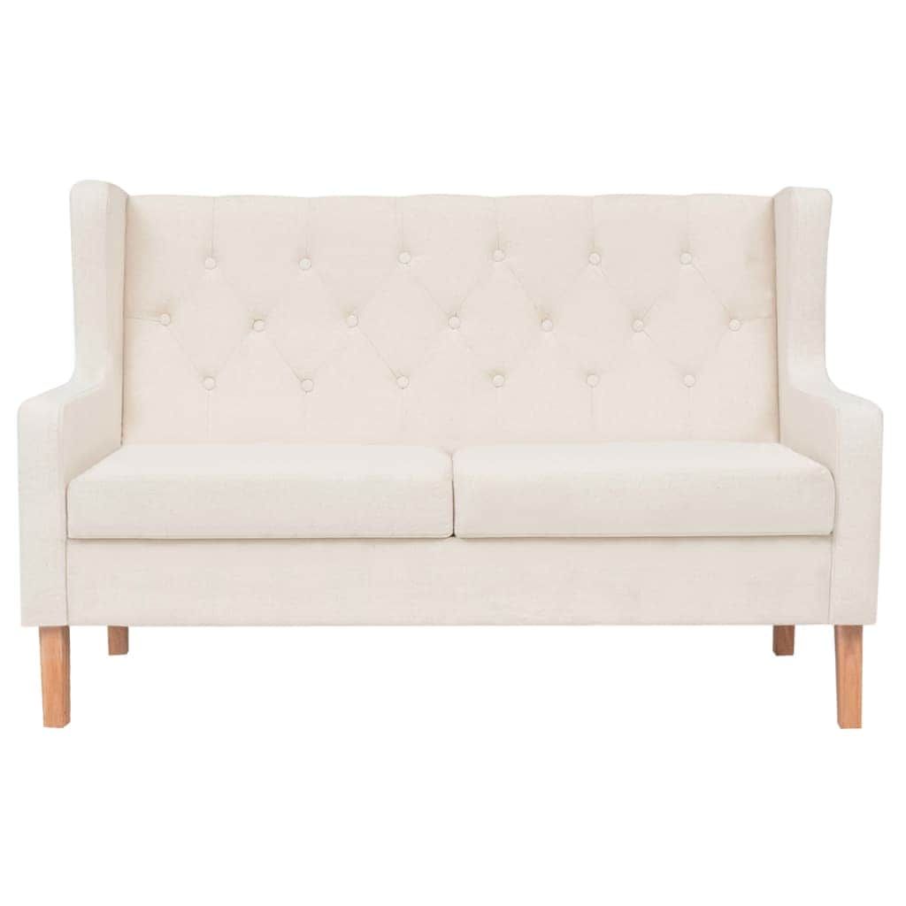 Sofa Set 2 Pieces Fabric Cream White