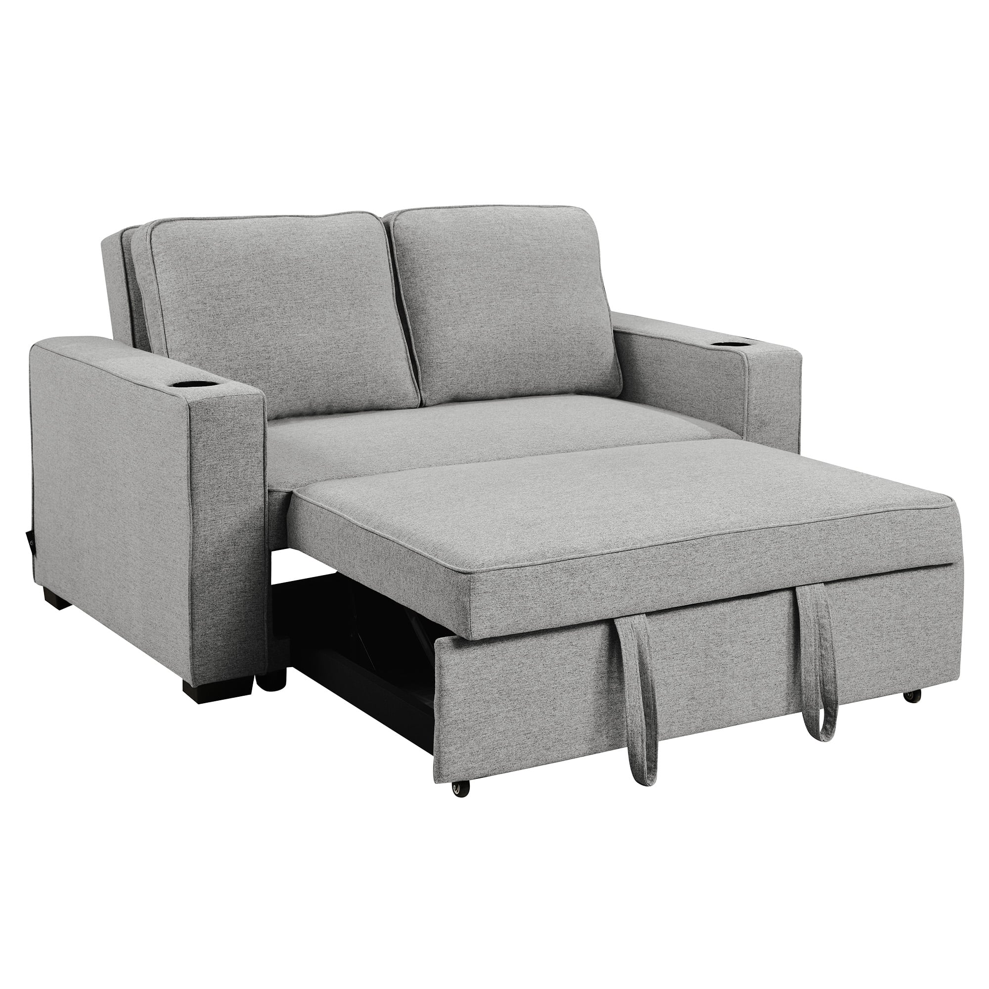 Linen Sofa Bed With Cup Holders 88x150x86cm