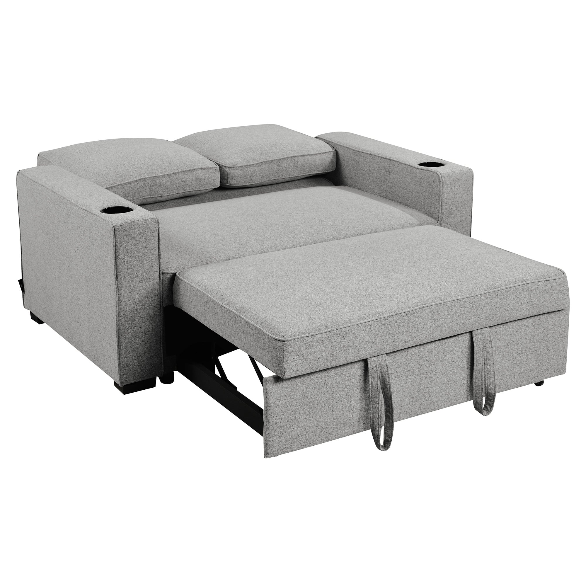Linen Sofa Bed With Cup Holders 88x150x86cm