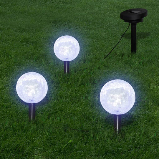 Solar Bowl 3 LED Garden Lights with Spike Anchors & Solar Panel - Simple deals
