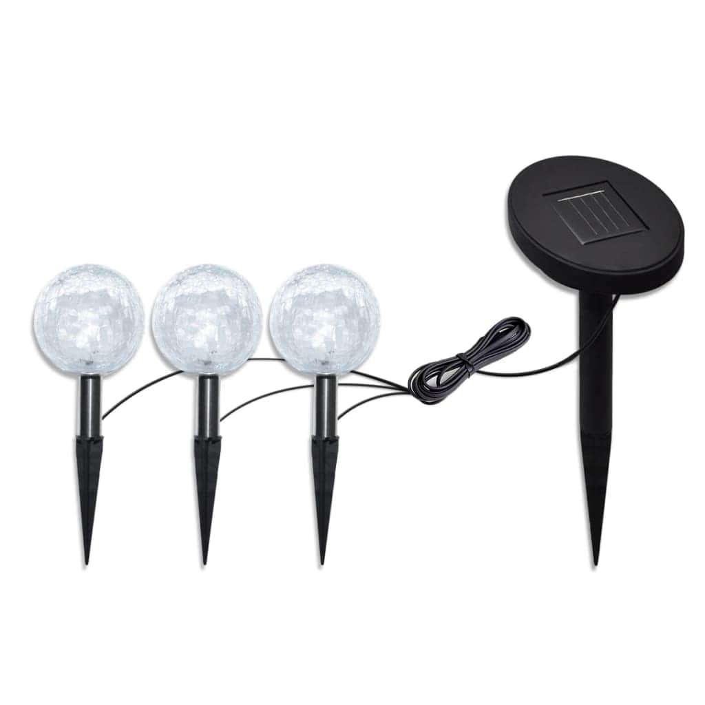 Solar Bowl 3 LED Garden Lights with Spike Anchors & Solar Panel - Simple deals