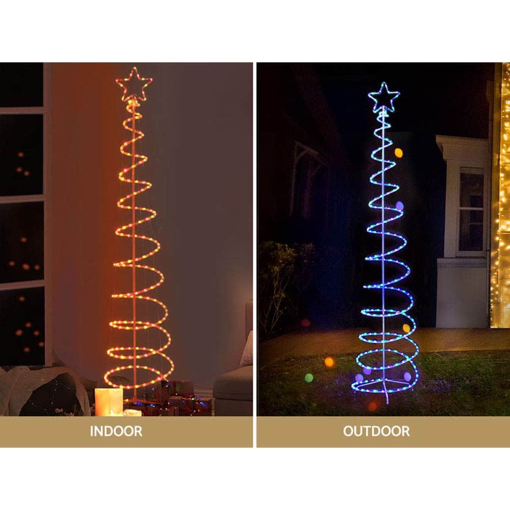 Solar Christmas Tree  2.4M LED Motif Lights in 8 Multi-Color Modes