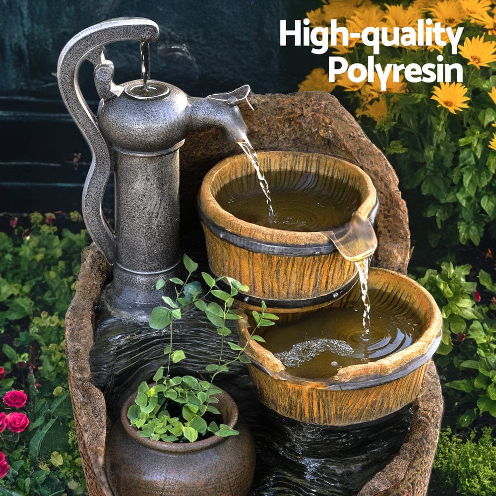 Solar Fountain Water Feature Outdoor Cascading Hand Pump Design 80CM, Fountain & Ponds Accessories - photo 15