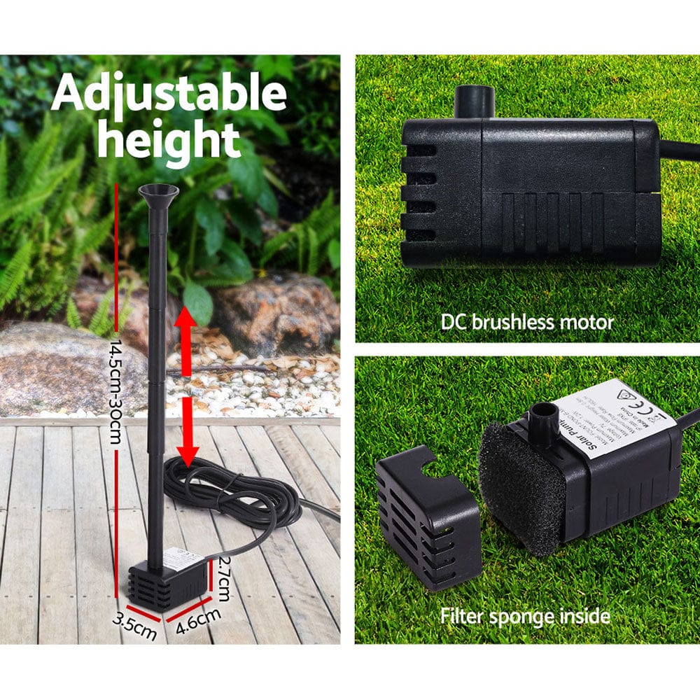 Fountain & Ponds Accessories - Solar Pond Pump Powered Garden Pool Water Fountain Kit 2.6Ft - photo 15